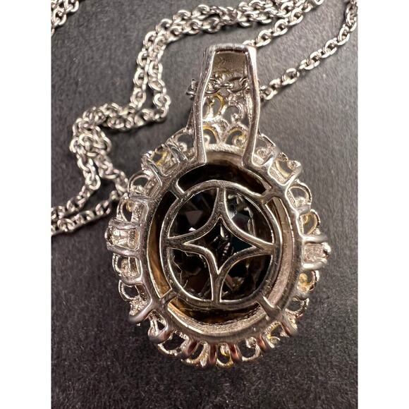 NEW Smoky Quartz pendant in platinum and YG over brass and stainless steel - Picture 3 of 12